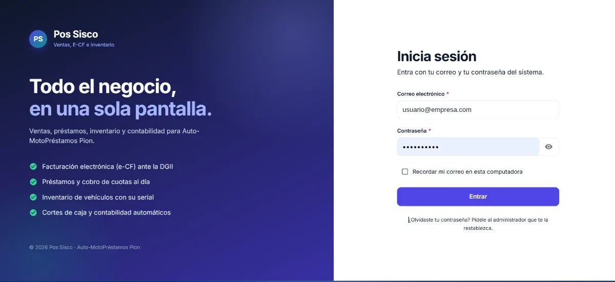 Captura del proyecto Pos Sisco
