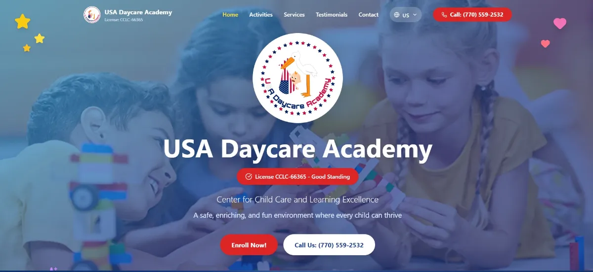 Captura del proyecto USA Daycare Academy